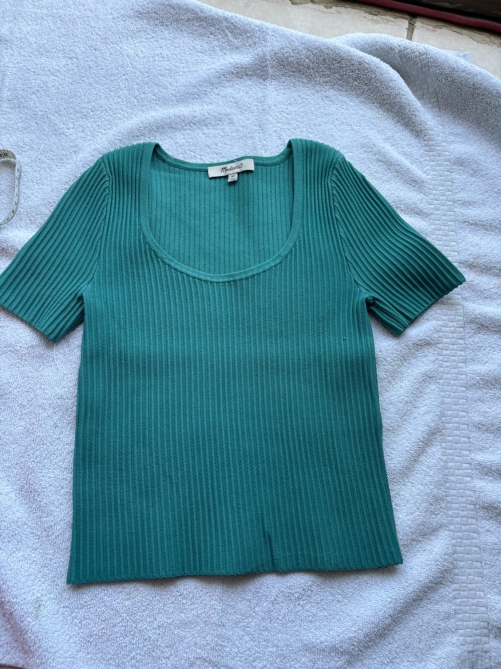 Madewell Teal Ribbed Scoop Neck Tank